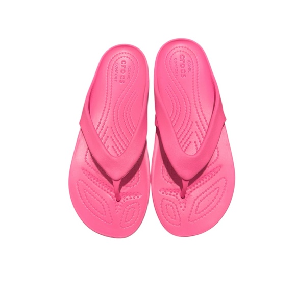 Crocs Women's Kadee Flip Flops in Electric Pink Size 7 - Picture 1 of 9